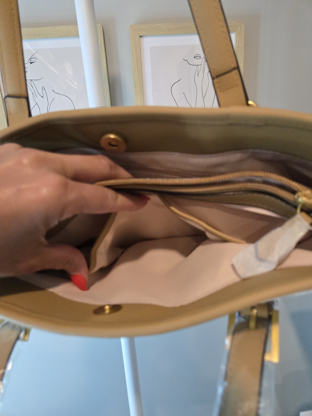 Style & Co. Natural Straw Tote with Tan Trim and Zip Pocket - Picture 14 of 16